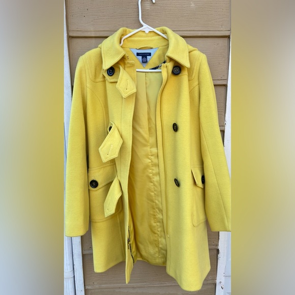 Tommy Hilfiger Yellow Wool Blend Pea Coat Jacket - Picture 6 of 15